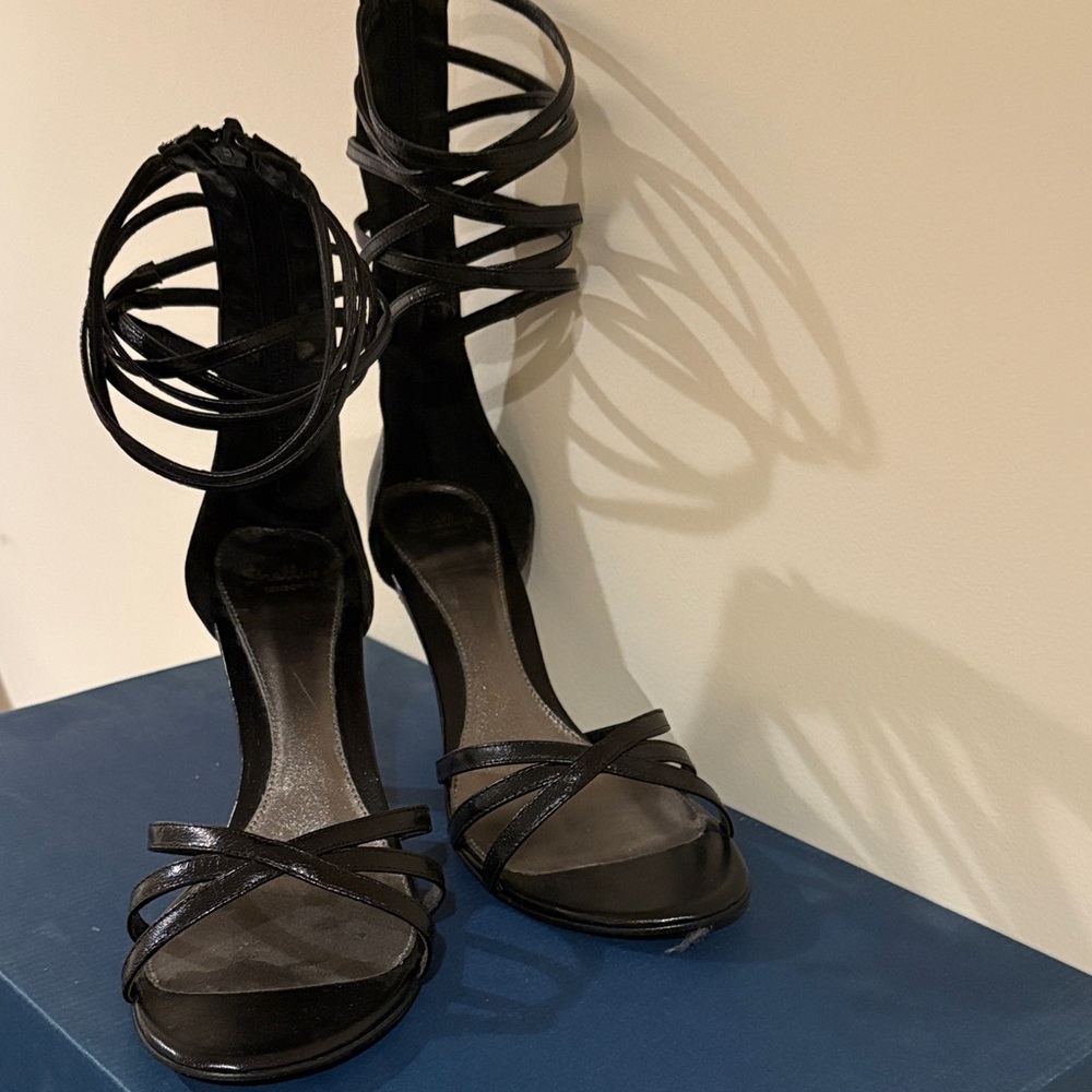 Shellys London Black Strappy Heels